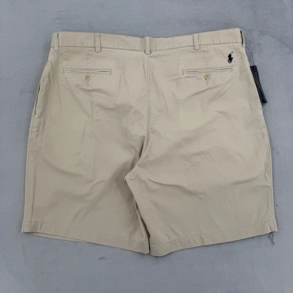 Polo Ralph Lauren Tyler Short Mens Tan Khaki Pleated 100% Cotton Twill Size 42‎